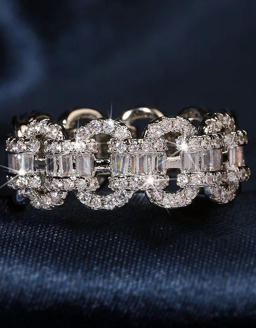 Load image into Gallery viewer, Fashion Luxury Large Row Flashing Zircon Ring  Chain Type 925 Stamp Jewelry