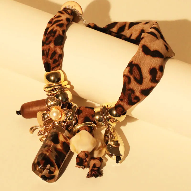 Fashion Retro Leopard & Beads Necklace For Women, Trendy Vintage  Jewelry