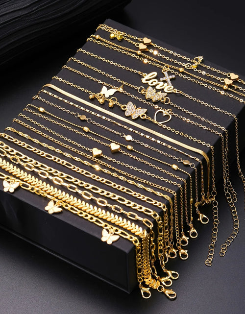 Load image into Gallery viewer, 18Pcs Bohemian Summer Beach Anklet Set For Women Vintage Butterfly Heart Crystal Pendant Foot Bracelets