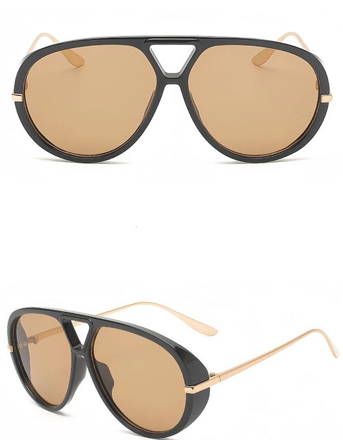 Load image into Gallery viewer, Fashion Punk Big Pilot Sunglasses Women Luxury 2025 Oversized Double Bridge Hollow Black Yellow Glasses Ladies Metal Female