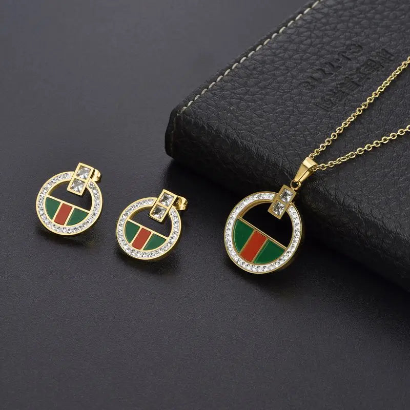 New Fashion Stainless Steel Women Female Charm Crystal Jewelry