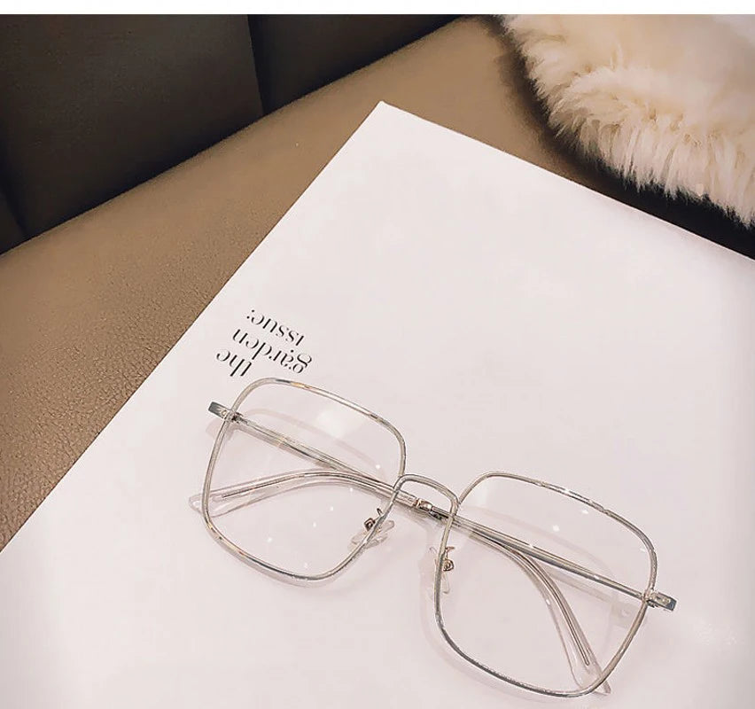 Oversized Anti Blue Light Glasses  Diamond Studded Oversized Square Eyeglasses With Glitter Frames