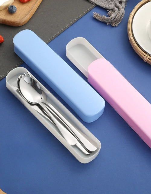 Load image into Gallery viewer, 4 Pieces of Knives, Forks, Spoons and Tableware, Tableware with Storage Box, Portable Tableware