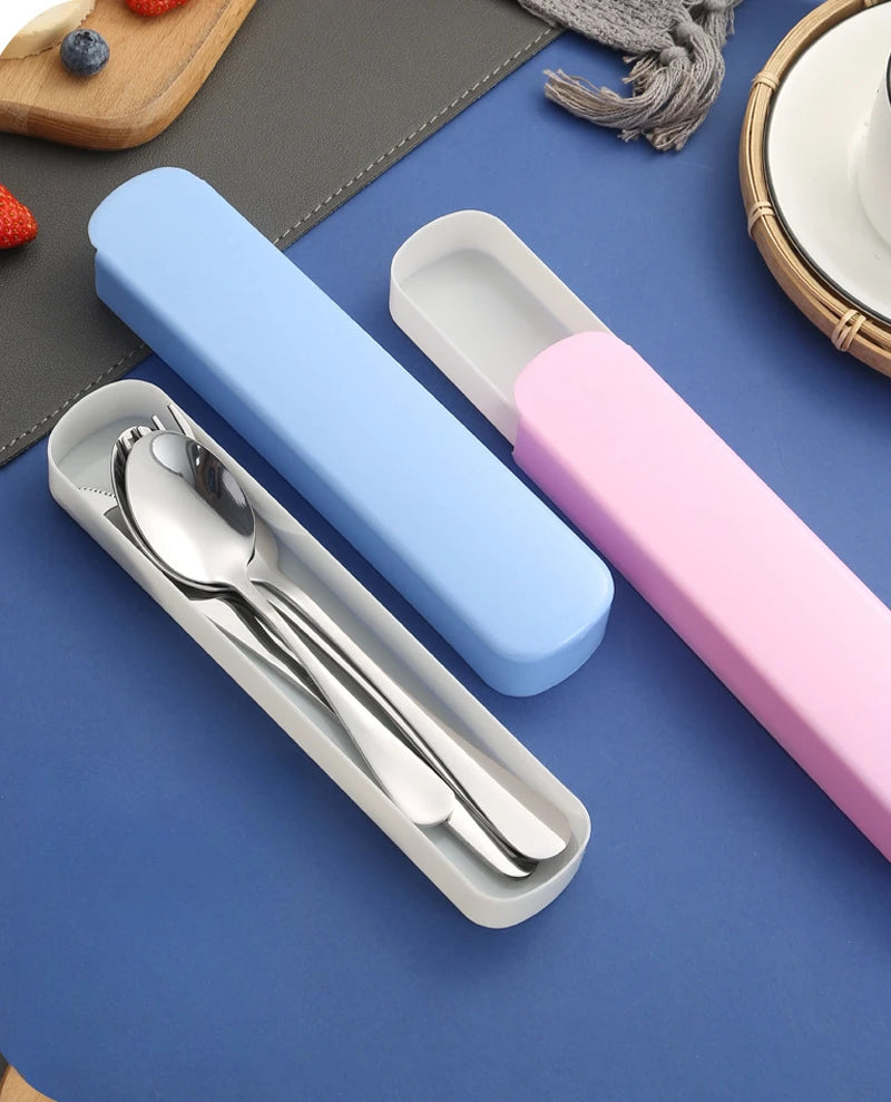 4 Pieces of Knives, Forks, Spoons and Tableware, Tableware with Storage Box, Portable Tableware