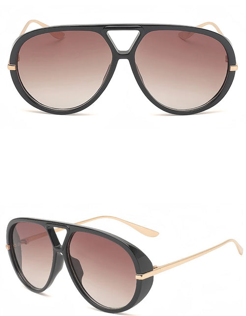 Load image into Gallery viewer, Fashion Punk Big Pilot Sunglasses Women Luxury 2025 Oversized Double Bridge Hollow Black Yellow Glasses Ladies Metal Female