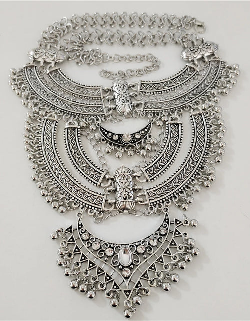 Load image into Gallery viewer, 2025 New Indian Vintage Gypsy Baroque Statement Metal Necklace Earrings Women Jewelry Sets Retro Large Collar Choker Necklace