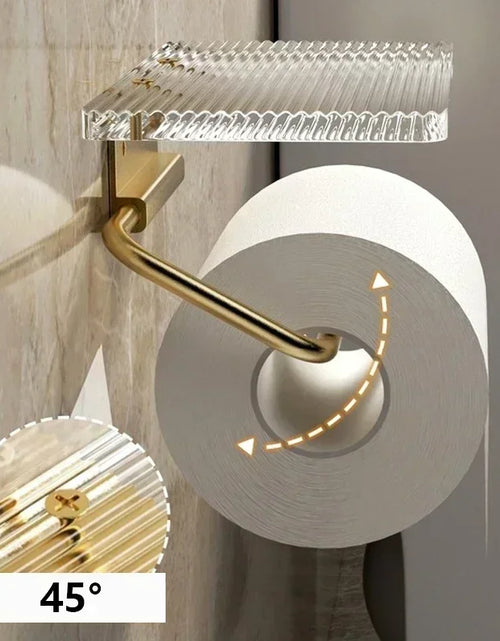 Load image into Gallery viewer, Luxury Gold Toilet Paper Holder with Shelf No Punching Acrylic Roll Paper Holder Tissue Hanger Bathroom Accessories  Bathroom