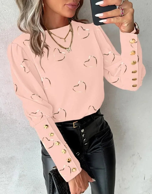 Load image into Gallery viewer, Women's  Fashionable  Heart Printed Long Sleeved Top