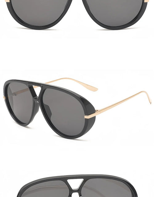 Load image into Gallery viewer, Fashion Punk Big Pilot Sunglasses Women Luxury 2025 Oversized Double Bridge Hollow Black Yellow Glasses Ladies Metal Female
