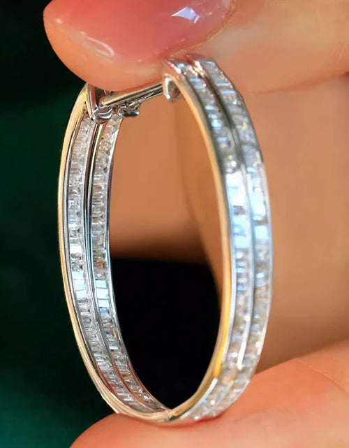 Load image into Gallery viewer, Large Shiny CZ Hoop Earrings Swanking Trendy  Jewelry