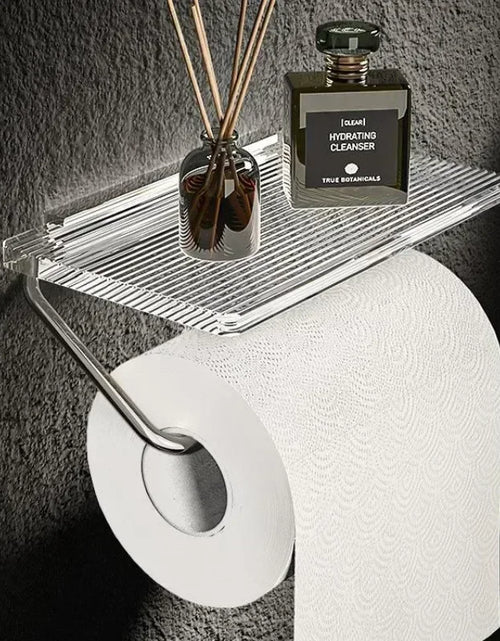 Load image into Gallery viewer, Luxury Gold Toilet Paper Holder with Shelf No Punching Acrylic Roll Paper Holder Tissue Hanger Bathroom Accessories  Bathroom