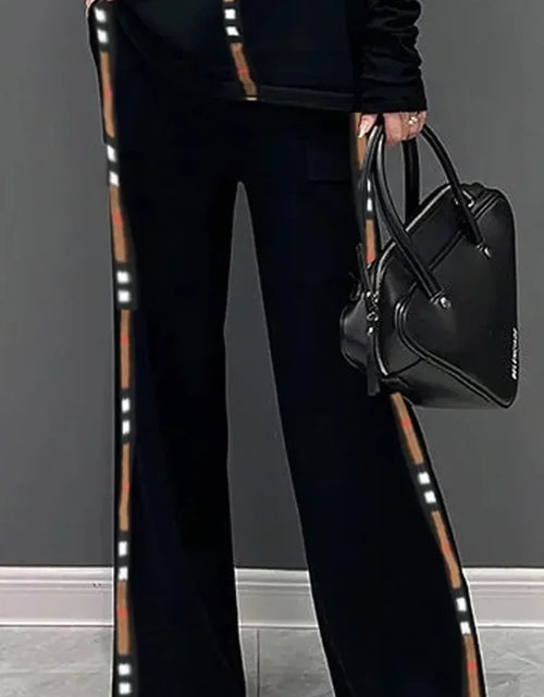 Load image into Gallery viewer, 2025 Spring New Women's Long Pants Elastic High Waist Wide Leg Trousers Side-striped Casual Streetwear Commuter Pants