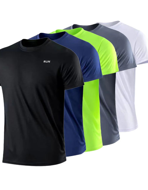 Load image into Gallery viewer, Men's Quick Dry Short Sleeve Gym Running Moisture Round Neck T-Shirt Training Exercise Gym Sport Shirt Tops Lightweight