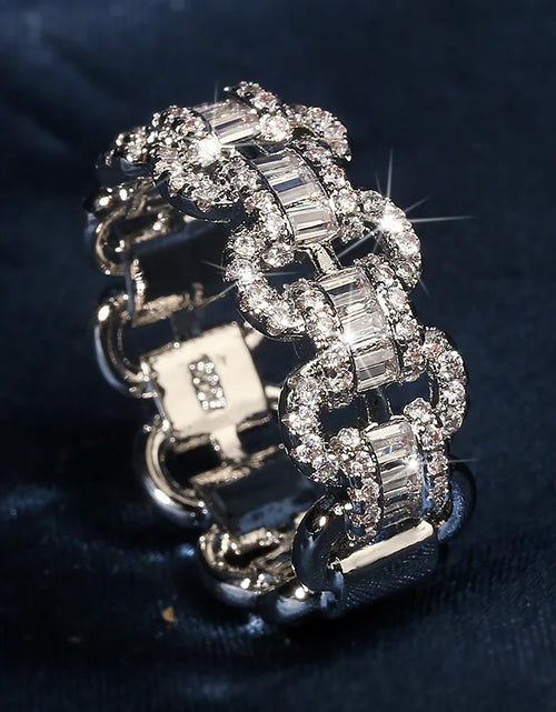 Load image into Gallery viewer, Fashion Luxury Large Row Flashing Zircon Ring  Chain Type 925 Stamp Jewelry