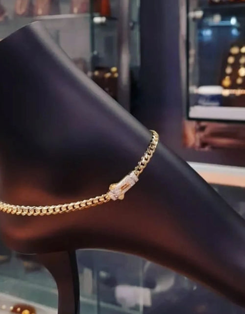 Load image into Gallery viewer, Monaco anklet 6mm Cuban chain women's anklet copper material electroplated 14k gold