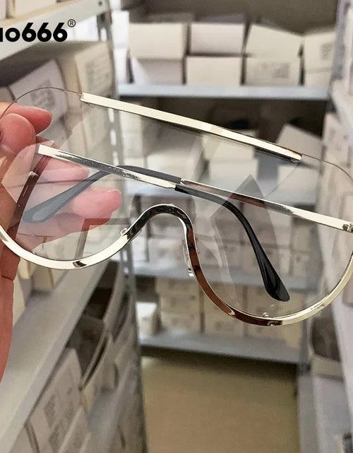 Load image into Gallery viewer, Metal Oversized Punk Sunglasses  Semi Rimless Goggles Shield Lens Designer Big Shades