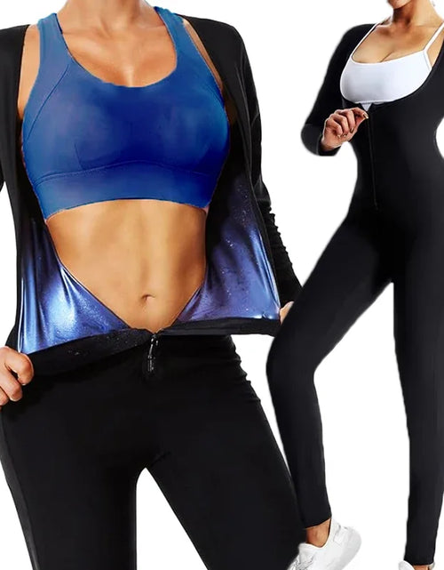 Load image into Gallery viewer, Sweating Jumpsuits Women Body Shaper Sauna Suit Waist Trainer Sauna Jumpsuit Workout Sweat Suit