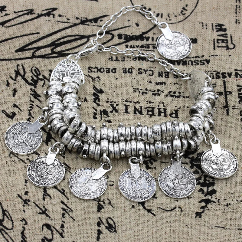 Bohemia Silver Color  Coin India Women's Anklet Chain