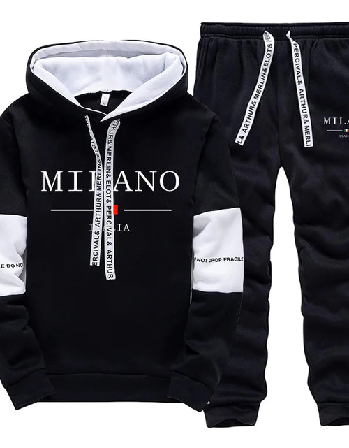 Load image into Gallery viewer, Newest Fahsion Mens Sportswear Hooded Sweatshirts Jogger Pants Male Daily Casual Sport Jogging Suit Italia Milan Printed Hoodies