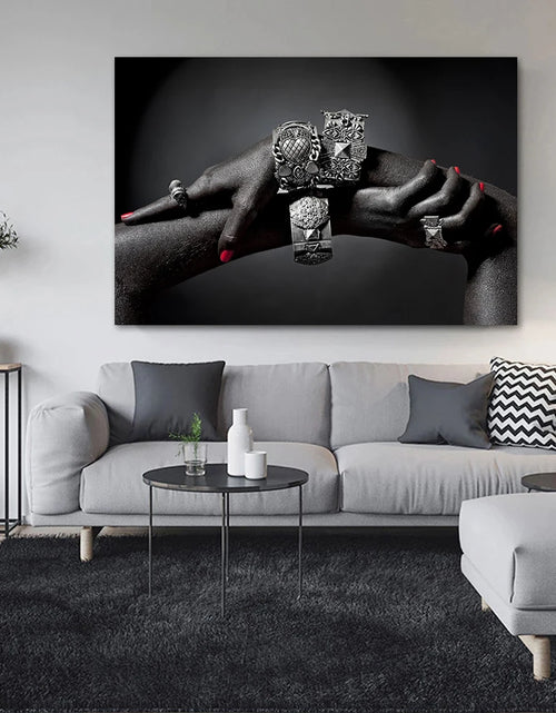 Load image into Gallery viewer, African Art Black and Gold Hand With Gold Gesture Canvas Painting Poster and Prints Wall Art Pictures for Living Room Home Decor