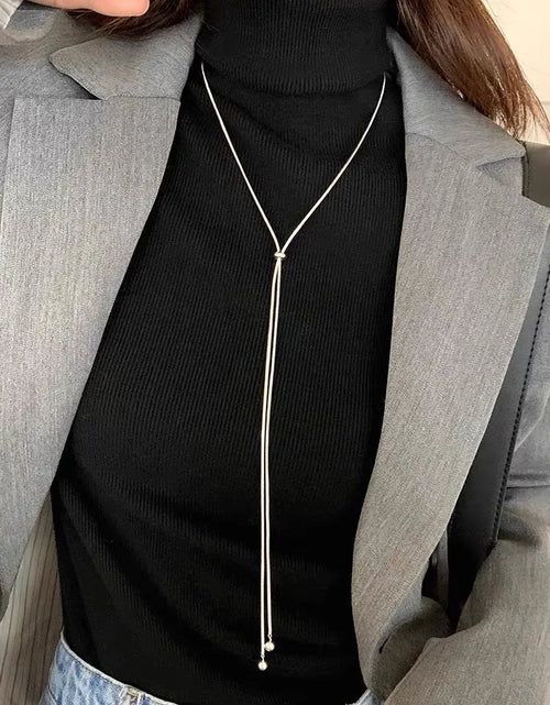 Load image into Gallery viewer, Simple Long Tassel Titanium Steel Chain Design Necklace