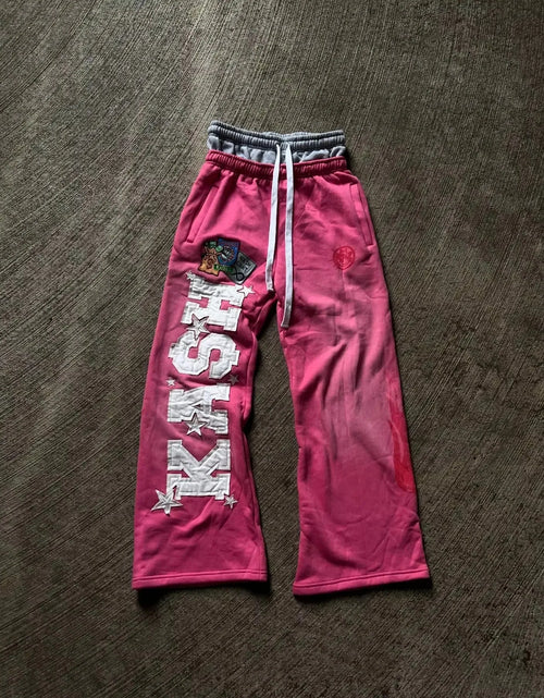 Load image into Gallery viewer, Sweatpants Men  Letter Patch Retro Double Layer Design Baggy Elastic Waist Jogging Casual Pants, Three different varieties