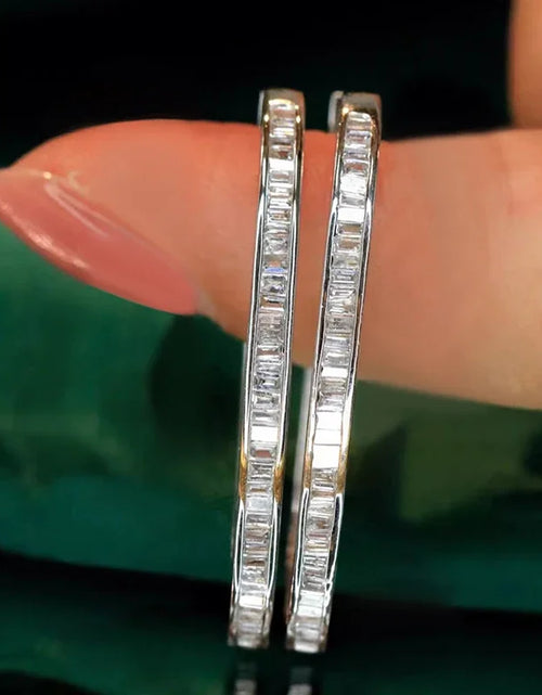 Load image into Gallery viewer, Large Shiny CZ Hoop Earrings Swanking Trendy  Jewelry