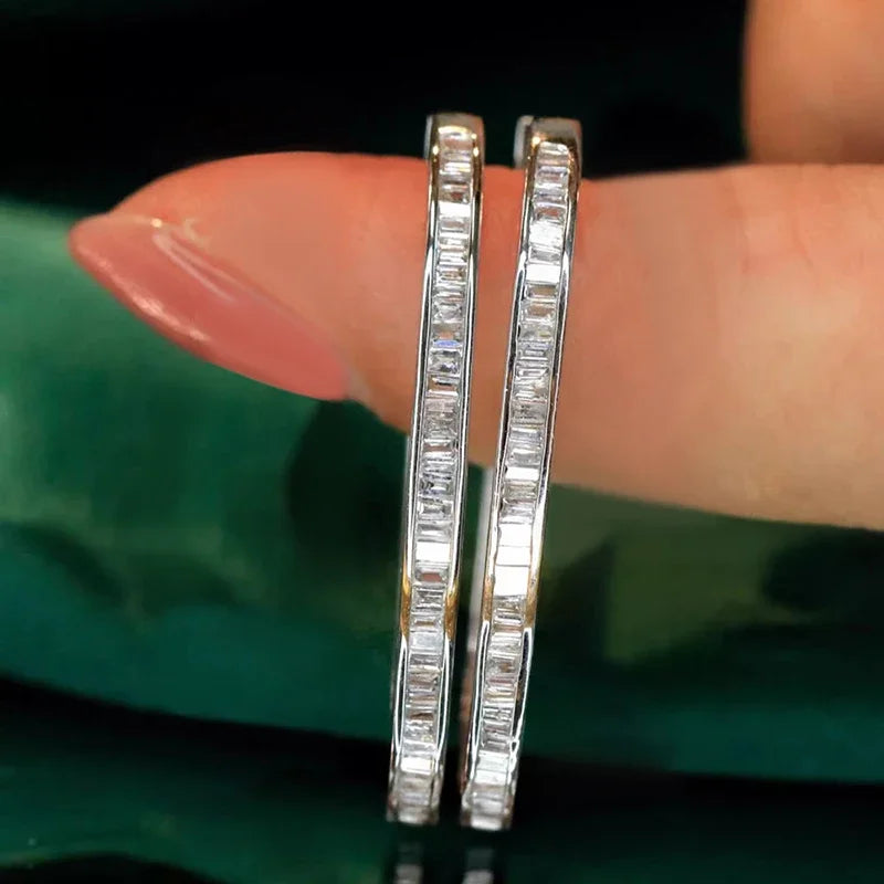 Large Shiny CZ Hoop Earrings Swanking Trendy  Jewelry