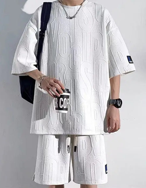 Load image into Gallery viewer, 2025 Men's New Waffle Summer Suit  Casual shirt + Shorts  Loose Fit
