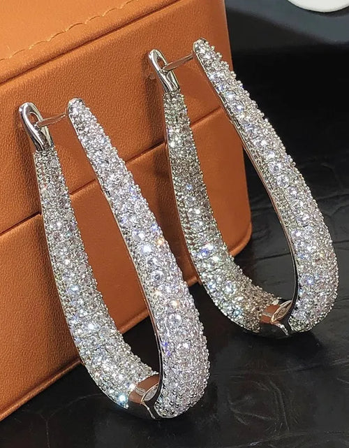 Load image into Gallery viewer, Gorgeous Silver Color Hoop Earrings Fashion Party Jewelry with Bright Zirconia Luxury