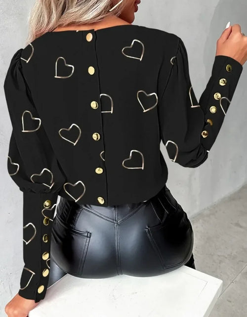 Load image into Gallery viewer, Women's  Fashionable  Heart Printed Long Sleeved Top