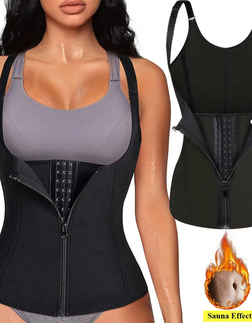 Load image into Gallery viewer, Waist Trainer Tank Top For Women Zipper Body Shaper Tummy Control Sleeveless Top, Women's Activewear Body Shaping