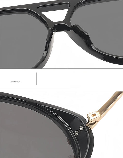 Load image into Gallery viewer, Fashion Punk Big Pilot Sunglasses Women Luxury 2025 Oversized Double Bridge Hollow Black Yellow Glasses Ladies Metal Female