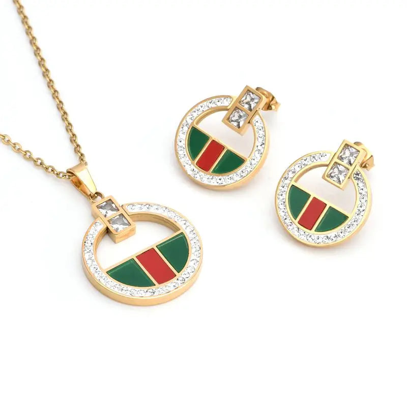 New Fashion Stainless Steel Women Female Charm Crystal Jewelry
