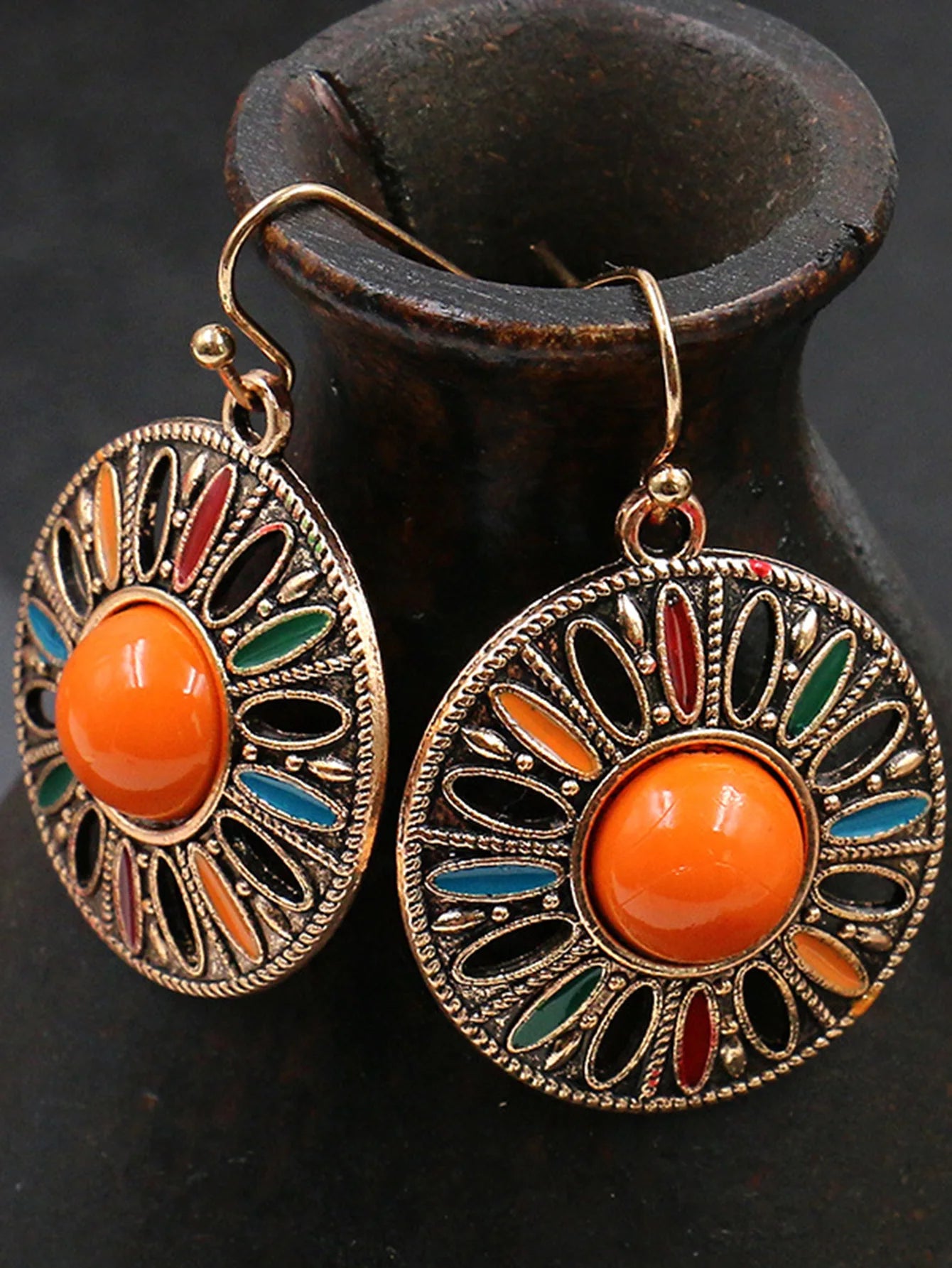 retro Bohemian style circular geometric women's earrings
