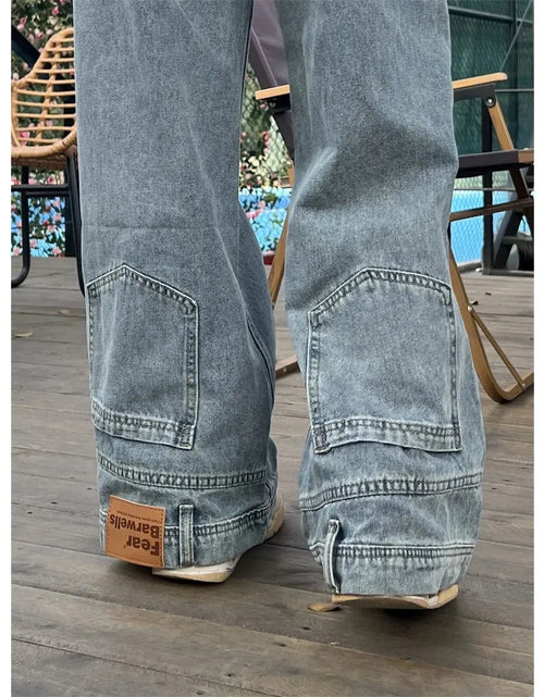Load image into Gallery viewer, Fashion American Retro Baggy High Waisted Jeans Woman High Street Denim Pants Reversible Trousers Streetwear Loose Jeans