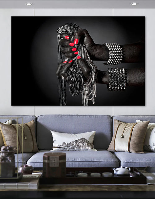 Load image into Gallery viewer, African Art Black and Gold Hand With Gold Gesture Canvas Painting Poster and Prints Wall Art Pictures for Living Room Home Decor
