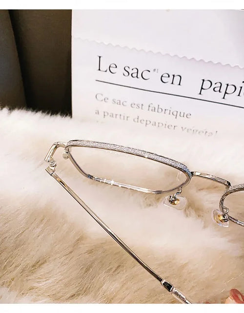 Load image into Gallery viewer, Oversized Anti Blue Light Glasses  Diamond Studded Oversized Square Eyeglasses With Glitter Frames
