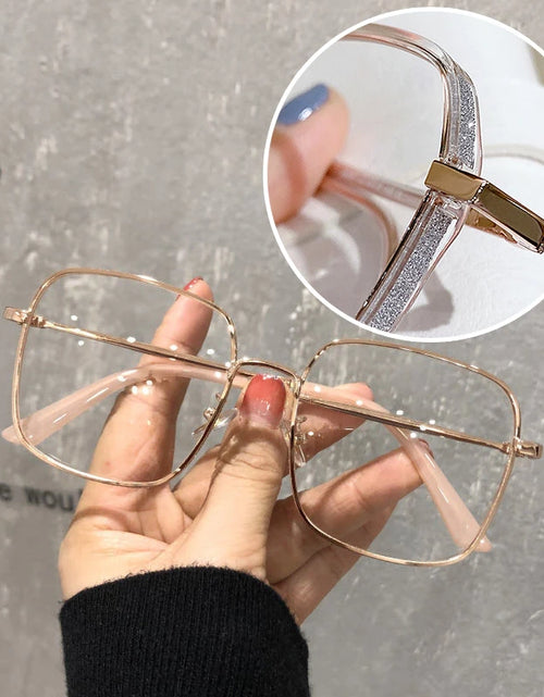 Load image into Gallery viewer, Oversized Anti Blue Light Glasses  Diamond Studded Oversized Square Eyeglasses With Glitter Frames