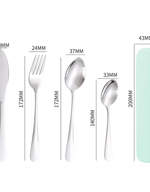 Load image into Gallery viewer, 4 Pieces of Knives, Forks, Spoons and Tableware, Tableware with Storage Box, Portable Tableware