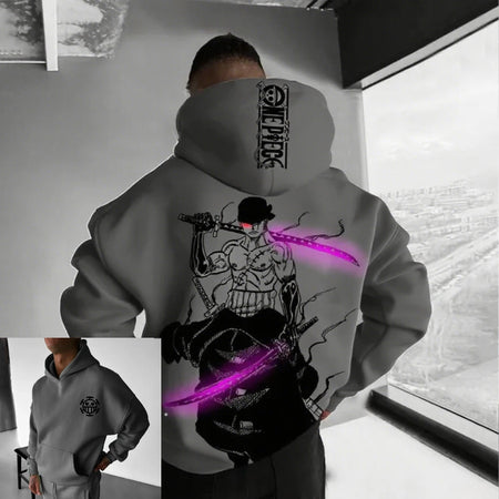 Men's Zoro Anime Men Hooded Sweatshirt Spring Cotton Streetwear Casual Hoodie Graphic Print Cosplay Long Sleeve Hoodie