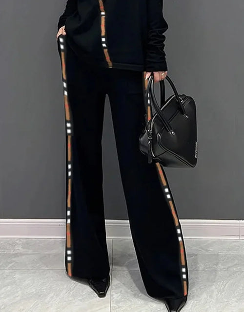 Load image into Gallery viewer, 2025 Spring New Women's Long Pants Elastic High Waist Wide Leg Trousers Side-striped Casual Streetwear Commuter Pants