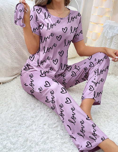 Load image into Gallery viewer, women's home wear short sleeve trousers pajamas love pattern casual and comfortable