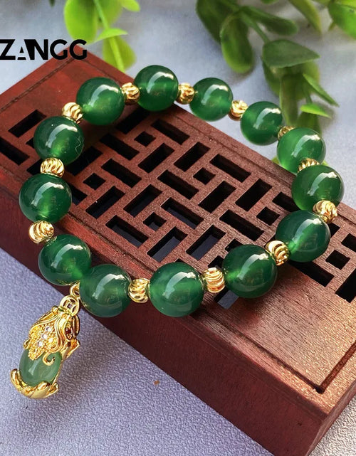 Load image into Gallery viewer, Natural Green Jade  Bracelet A-level Agate Men's and Women's Fashion Exquisite Jewelry Lucky Charms