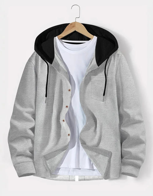 Load image into Gallery viewer, new Waffle men's casual slim-fit hooded long-sleeved cardigan matching color fashion high quality tracksuit pa