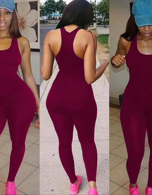 Load image into Gallery viewer, Women's Sexy Elastic Slim Fit Rompers  Sports Jumpsuit Womens Jumpsuit Casual Skinny Sportswear Female One Piece Jumpsuit