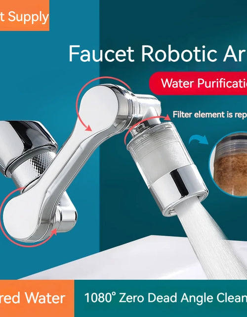 Load image into Gallery viewer, 1080° Rotating Water Purification Filter Plastic Faucet Mechanical Arm Spray Head Kitchen Washbasin Extension Tap Aerator Universal