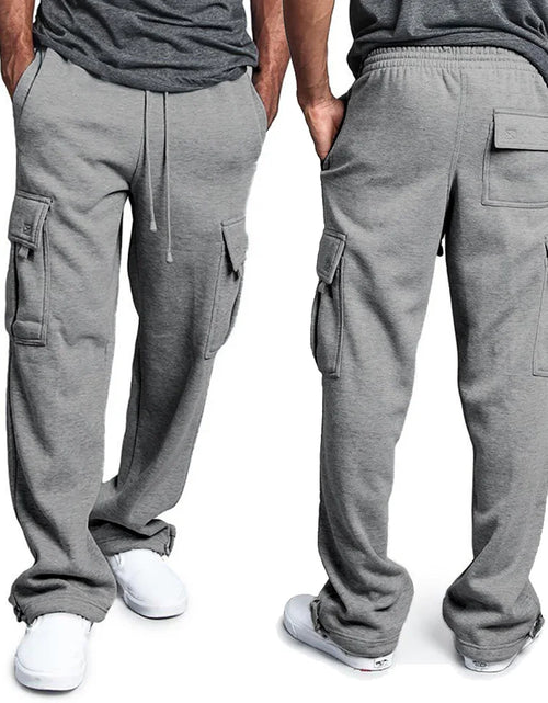 Load image into Gallery viewer, Mens Sweatpants Straight Fit Joggers for Sports and Streetwear Loose Oversized Drawstring Long Pants Men Multi-pocket Pants
