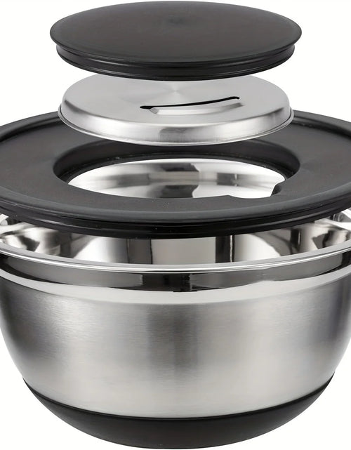 Load image into Gallery viewer, 8pcs Mixing Bowls with Airtight Lids Stainless Steel Mixing Bowl Set, Attachments  Bottoms, Black Kitchen Bowls, Baking Serving