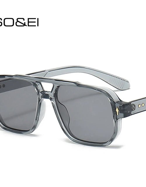 Load image into Gallery viewer, Vintage Double Bridges Men Square Sunglasses Fashion Clear Ocean Lens Eyewear  Trending Rivets Sun Glasses UV400